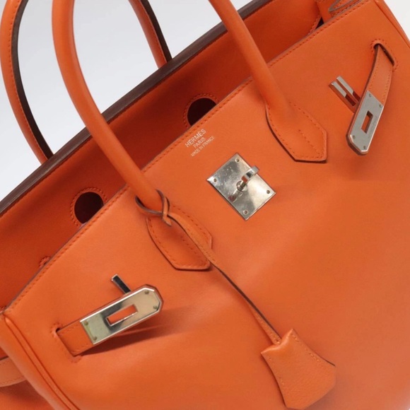 Hermès Birkin 35 – Orange Leather w/ Silver Hardware - Picture 8 of 10